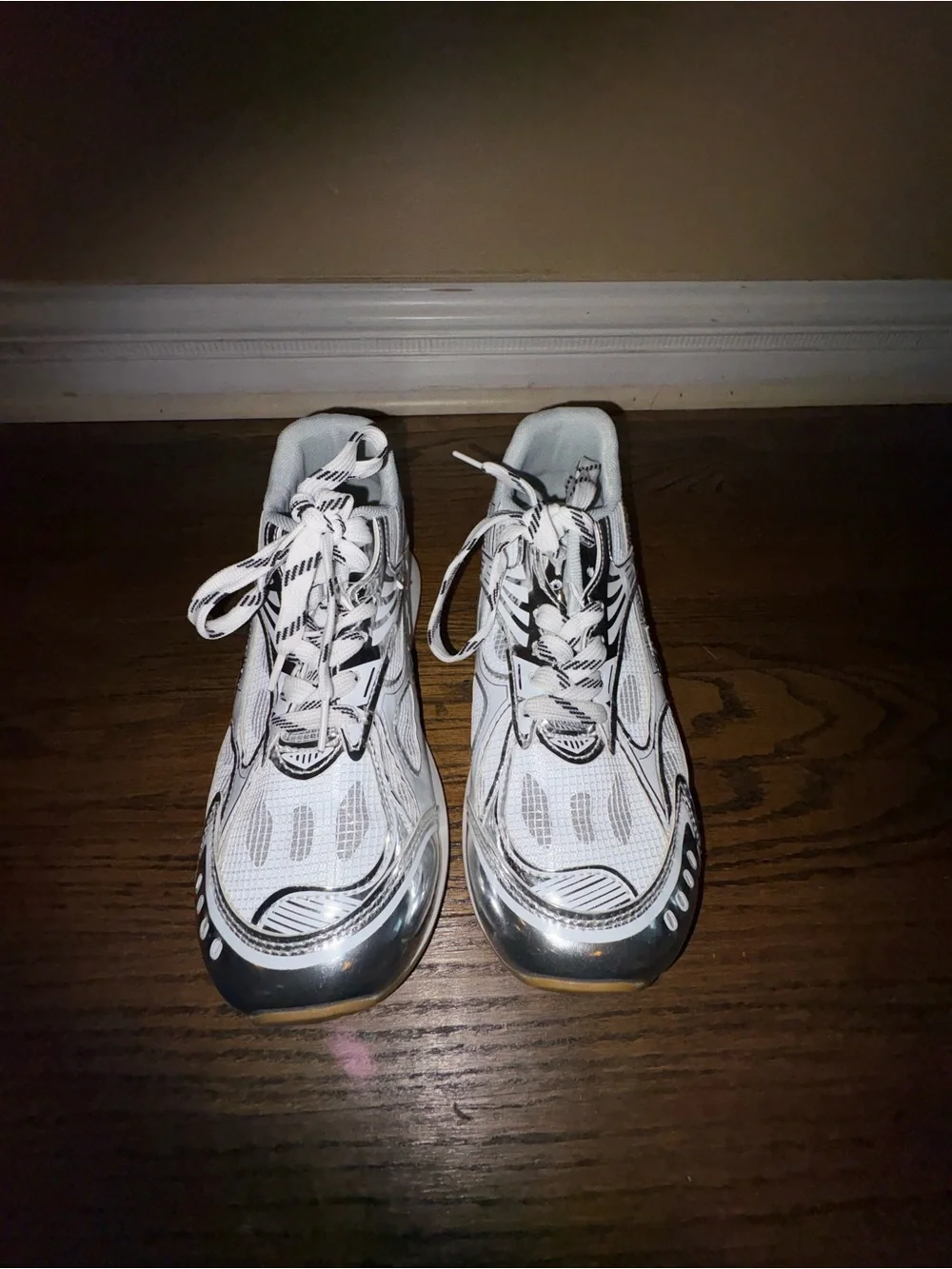 Amazon White Athletic Running Shoes with Black Accents